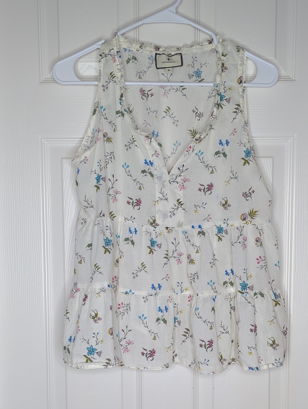 Tuckernuck Sleeveless Botanical Floral Print Paloma Tiered Tank